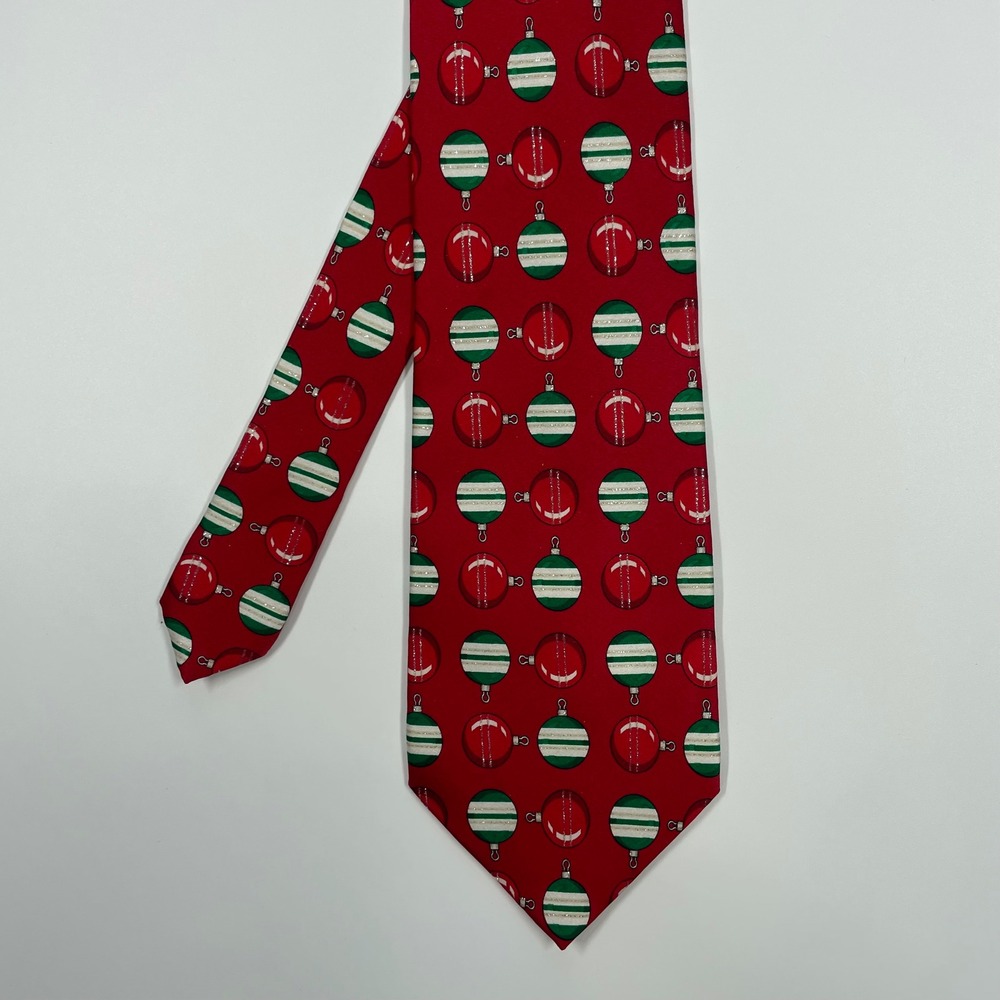 Holidays Red Christmas Ornaments Glitter Necktie Mens One Size